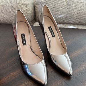 Nine West Metallic Silver Heels
